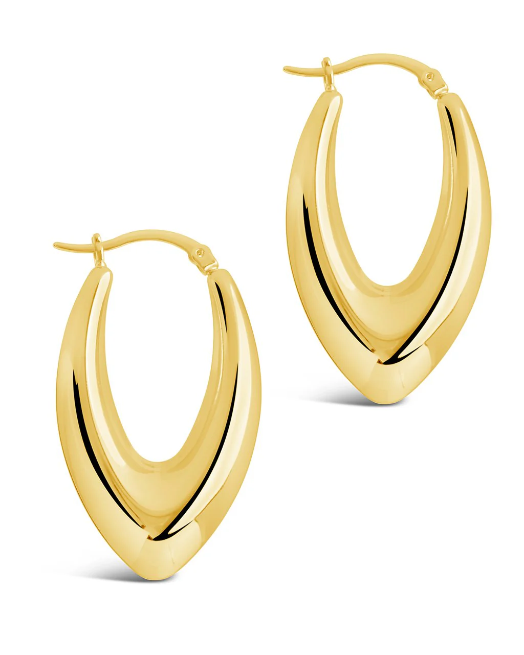 1.5" V Drop Hoop Earrings - Image 3