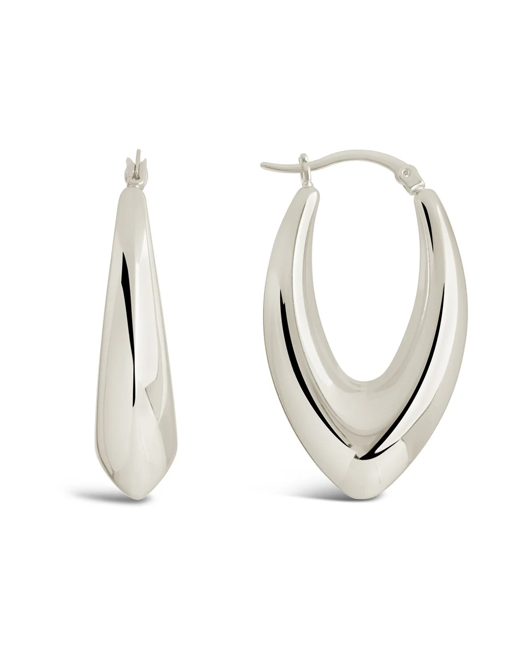 1.5" V Drop Hoop Earrings - Image 4