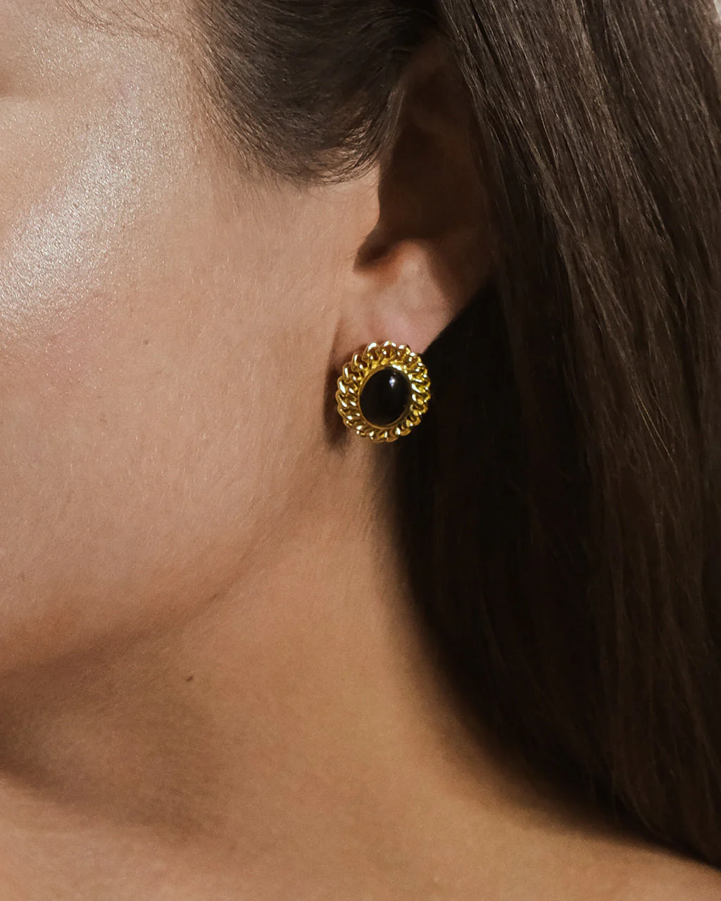 Ainsley Onyx Statement Stud Earrings - Image 2