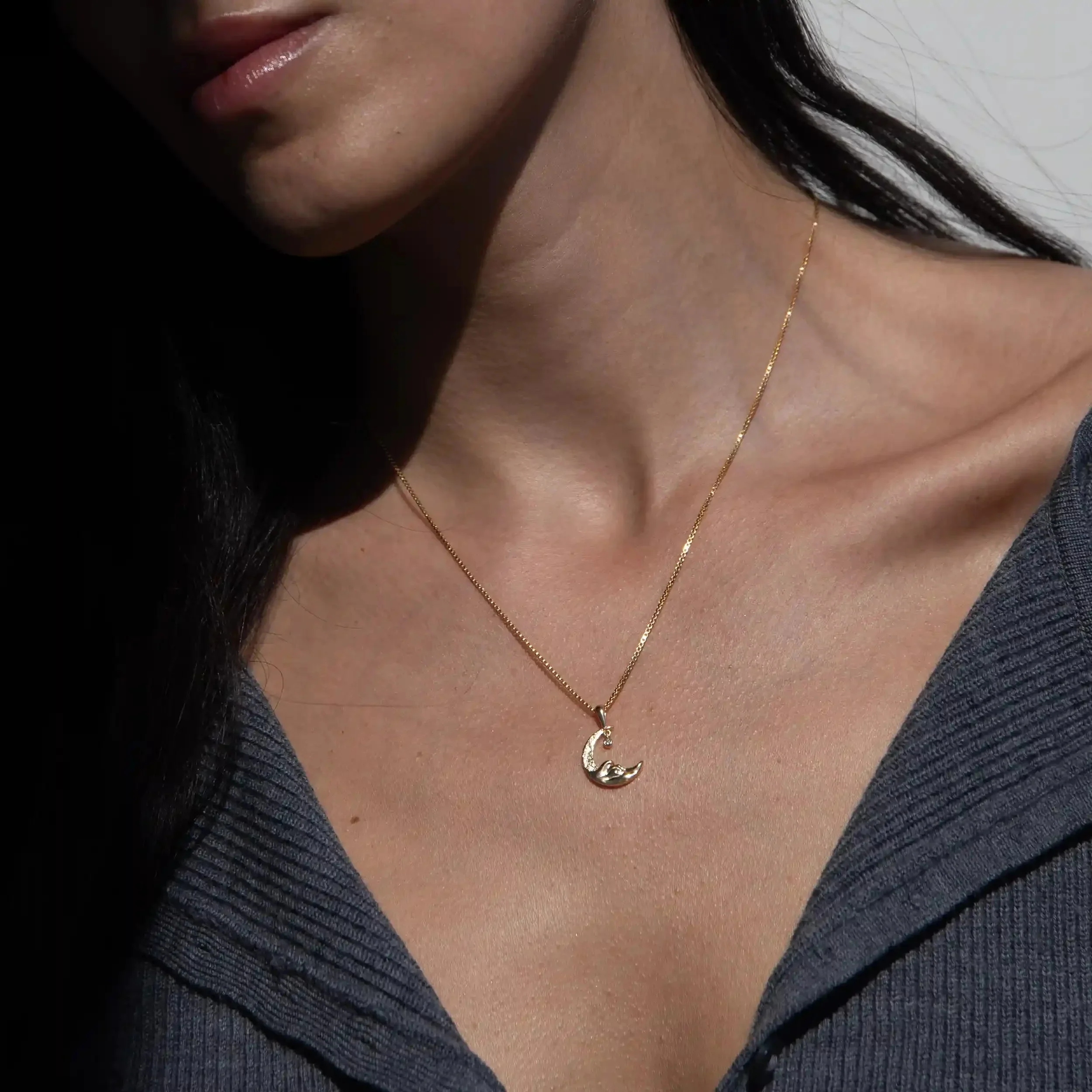 Diamond Moon Wave Necklace - Image 2