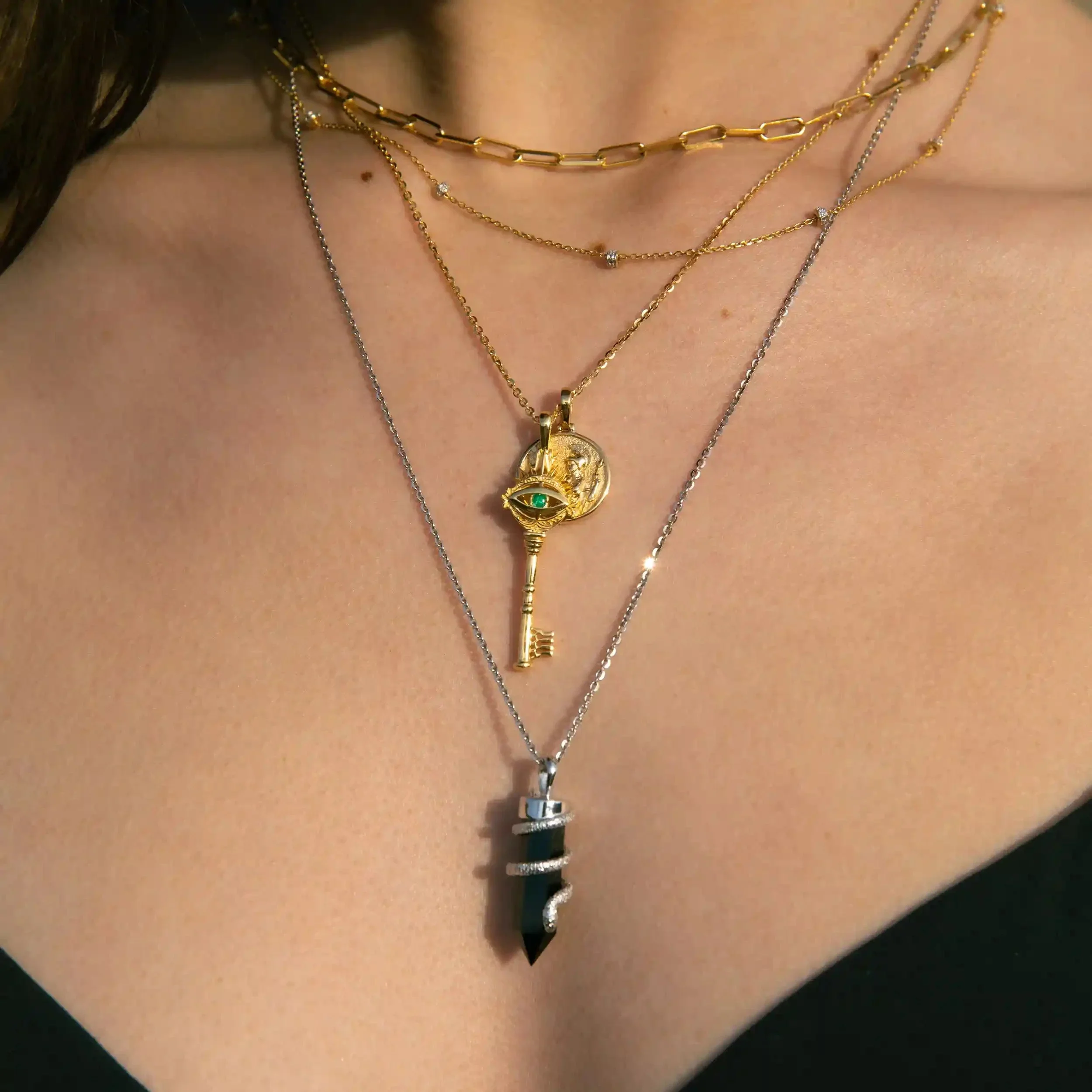 Onyx Crystal Snake Necklace - Image 4