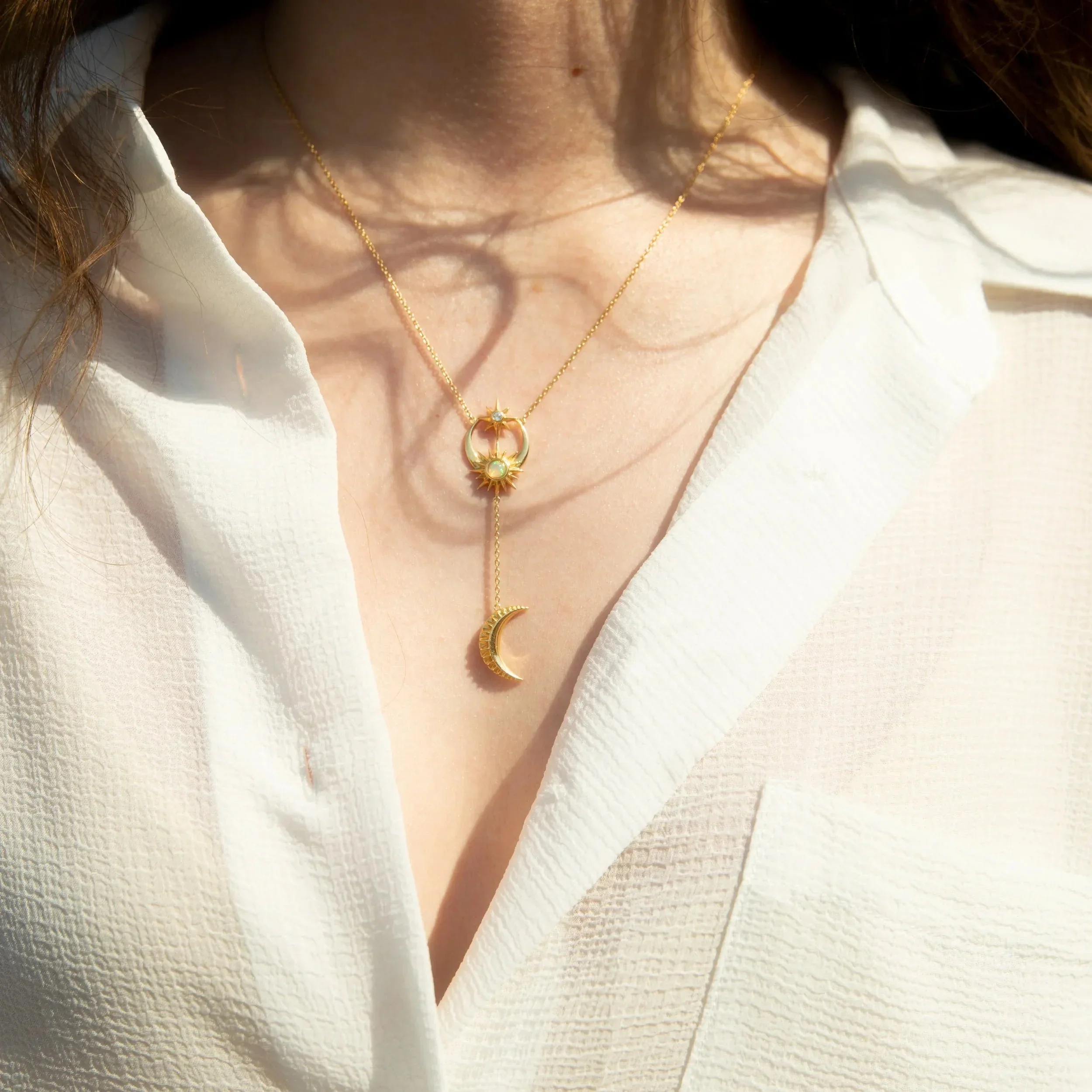 Sun, Moon & Stars Lariat Necklace - Image 2